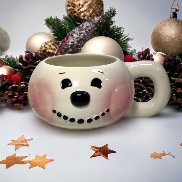 Vintage Snowman Face Mug Coffee Cocoa Cups Stacking Set of 2 Figis Inc 2000 - Picture 2 of 12